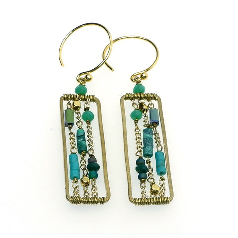 TLFE25 :  Handcrafted Gemstone & Crystal – 18K Gold-Plated Earrings