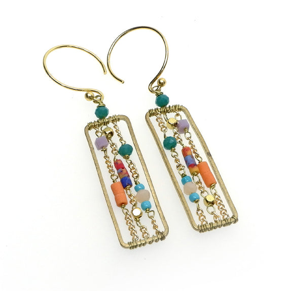 TLFE25 :  Handcrafted Gemstone & Crystal – 18K Gold-Plated Earrings