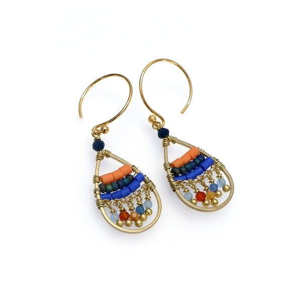 TLFE27 :  Handcrafted Gemstone & Crystal – 18K Gold-Plated Earrings