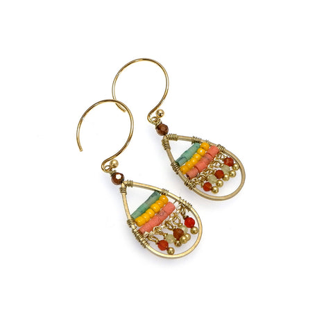 TLFE27 :  Handcrafted Gemstone & Crystal – 18K Gold-Plated Earrings
