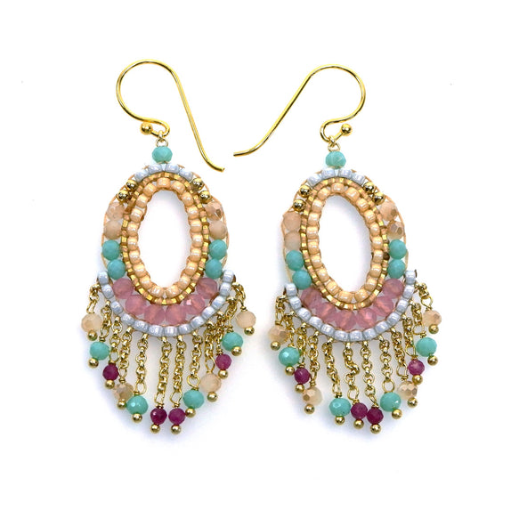 LFE30 : Handcrafted Gemstone & Crystal Earrings – 18K Gold-Plated 925 Silver Hooks