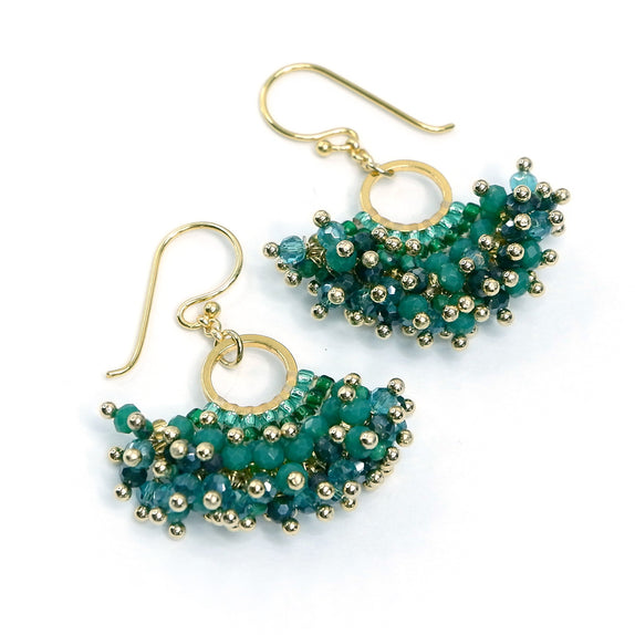LFE31a : Handcrafted Gemstone & Crystal Earrings – 18K Gold-Plated 925 Silver Hooks