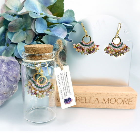 LFE31 : Handcrafted Gemstone & Crystal Earrings – 18K Gold-Plated 925 Silver Hooks