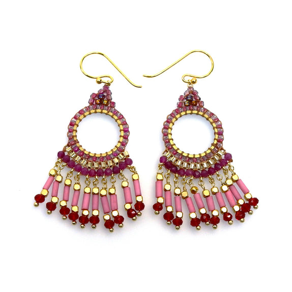 TLFE32 : Handcrafted Gemstone & Crystal Earrings – 18K Gold-Plated 925 Silver Hooks