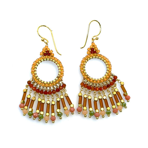 TLFE32 : Handcrafted Gemstone & Crystal Earrings – 18K Gold-Plated 925 Silver Hooks