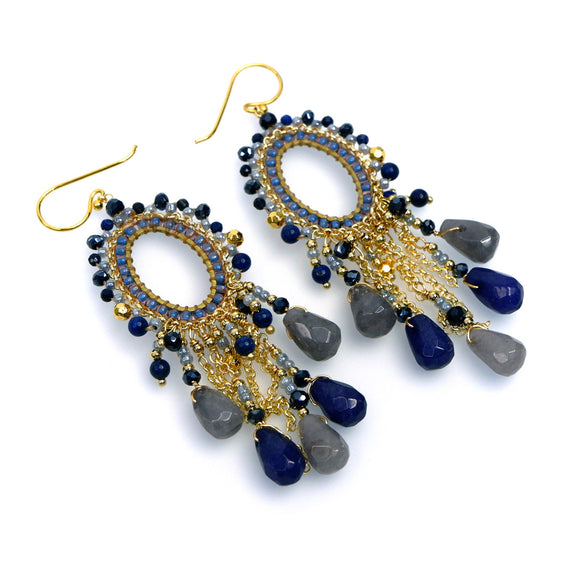 LFE33 : Handcrafted Gemstone & Crystal Earrings – 18K Gold-Plated 925 Silver Hooks
