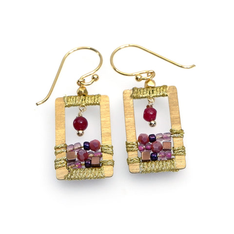 LFE35 : Handcrafted Gemstone & Crystal Earrings – 18K Gold-Plated 925 Silver Hooks