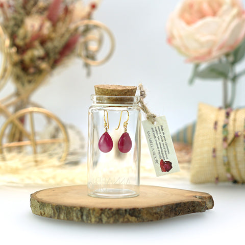 LFE37 : Handcrafted Gemstone Earrings – 18K Gold-Plated Brass Hooks