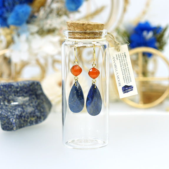 LFE38 : Handcrafted Gemstone & Crystal Earrings – 18K Gold-Plated 925 Silver Hooks