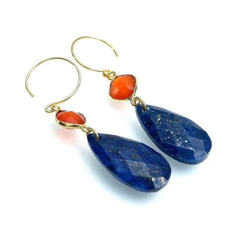 LFE38 : Handcrafted Gemstone & Crystal Earrings – 18K Gold-Plated 925 Silver Hooks