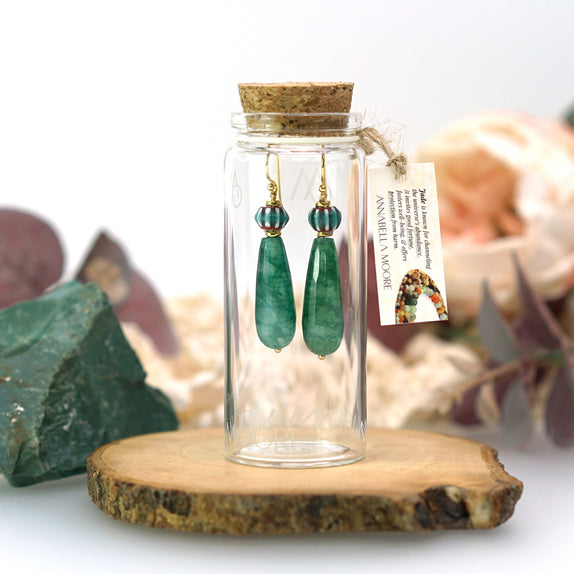 LFE41 : Handcrafted Gemstone Earrings – 18K Gold-Plated 925 Silver Hooks