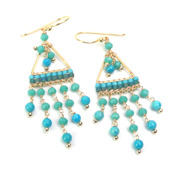 LFE42 : Handcrafted Gemstone & Crystal Earrings – 18K Gold-Plated 925 Silver Hooks