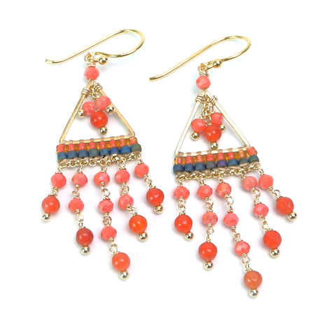 LFE42 : Handcrafted Gemstone & Crystal Earrings – 18K Gold-Plated 925 Silver Hooks