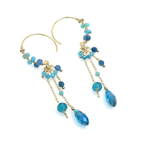 LFE43 :  Handcrafted Gemstone & Crystal – 18K Gold-Plated Earrings