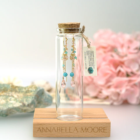 LFE43 :  Handcrafted Gemstone & Crystal – 18K Gold-Plated Earrings