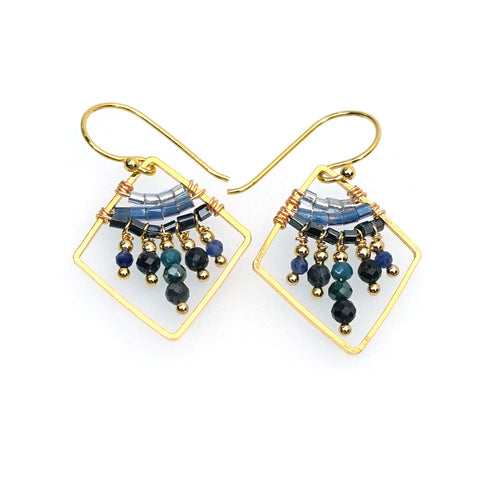 LFE44 : Handcrafted Gemstone & Crystal – 18K Gold-Plated Earrings