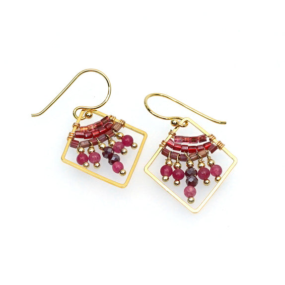 LFE44 : Handcrafted Gemstone & Crystal – 18K Gold-Plated Earrings