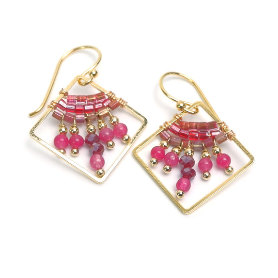 LFE44 : Handcrafted Gemstone & Crystal Earrings – 18K Gold-Plated Earrings