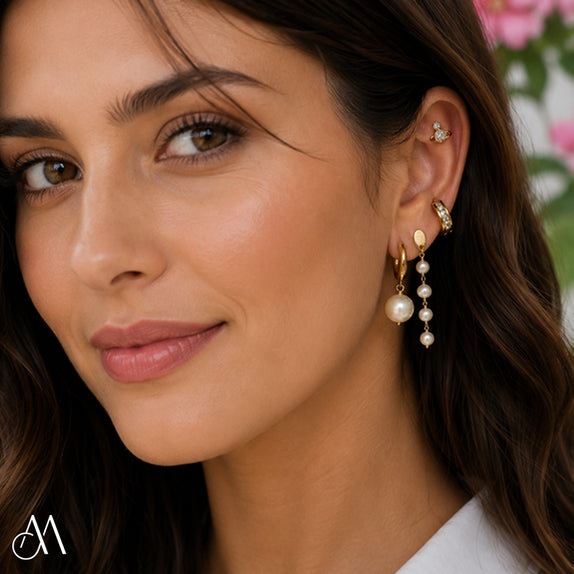 LFE49 : Freshwater Pearls - 18K Gold Plated Earrings