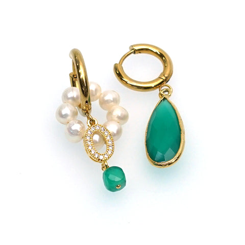 LFE50 : Handcrafted Gemstone – 18K Gold-Plated  Earrings