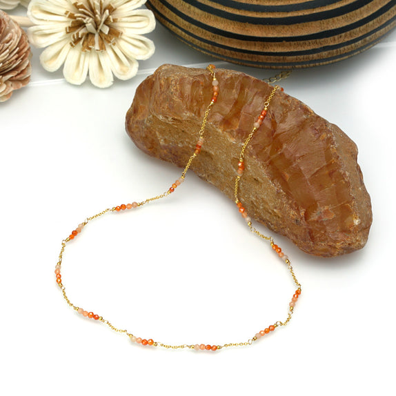 LFN03 : Handcrafted Gemstone Necklace with 18K Gold Plating