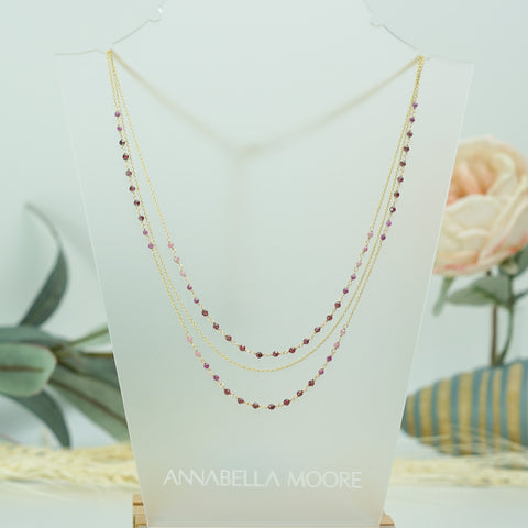 LFN05a : Handcrafted Gemstone Necklace with 18K Gold Plating