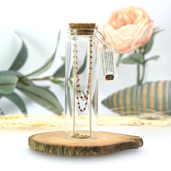 LFN05a : Handcrafted Gemstone Necklace with 18K Gold Plating