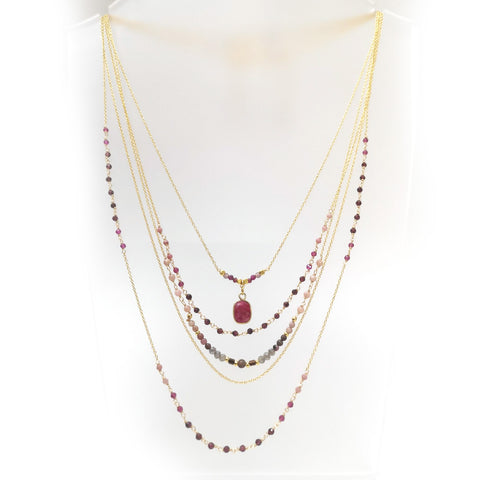LFN06 : Garnet & Rhodochrosite Handcrafted Necklace