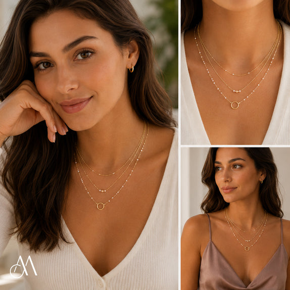 LFN08 : Handcrafted Gemstone Necklace with 18K Gold Plating