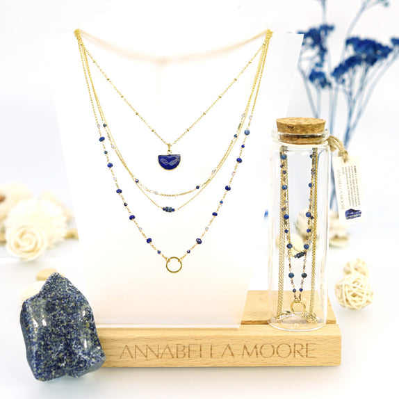 LFN16 : Handcrafted Gemstone Necklace with 18K Gold Plating