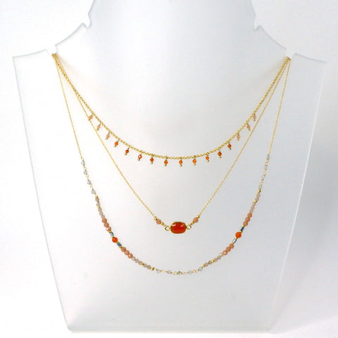 LFN10 : Carnelian & Sunstone Handcrafted Necklace