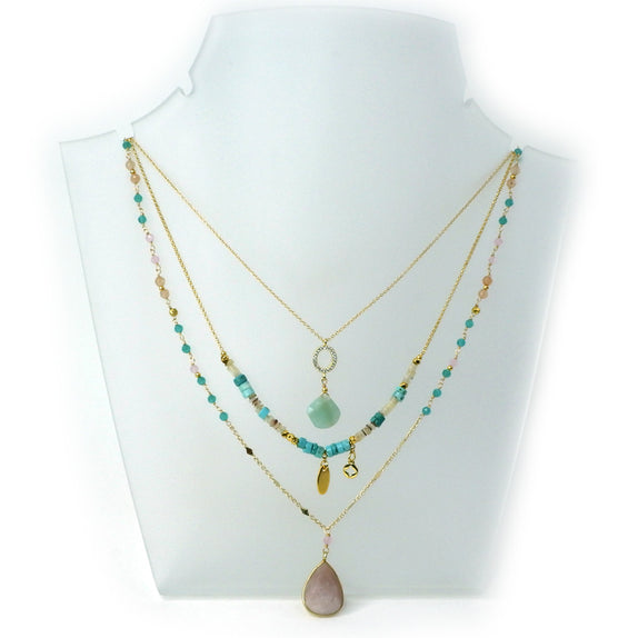 LFN13 : Handcrafted Amazonite Necklace with 18K Gold Plating