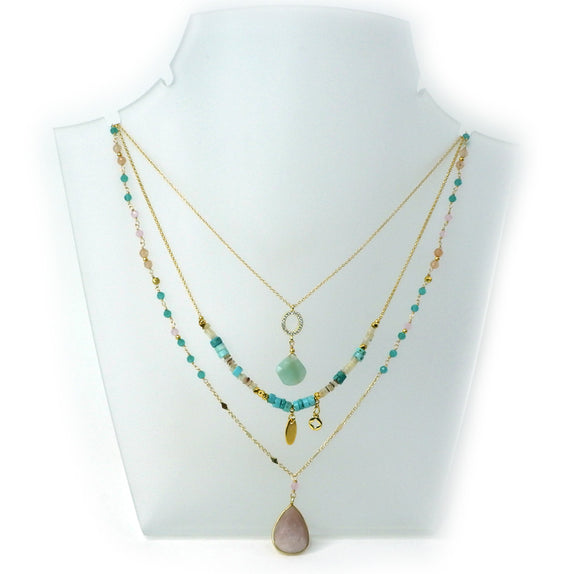LFN14 : Turquoise & Shells Handcrafted Necklace