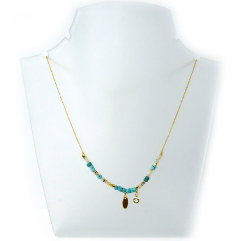 LFN14 : Turquoise & Shells Handcrafted Necklace