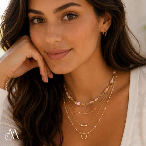 LFN21s : Handcrafted Gemstone Necklace with 18K Gold Plating