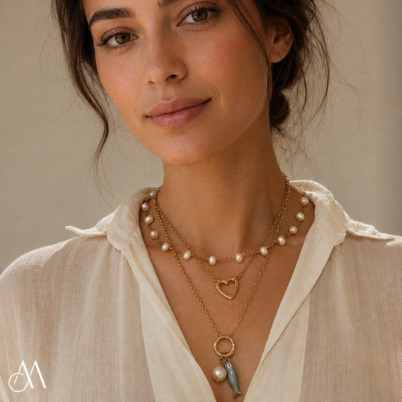 LFN21a : Handcrafted Gemstone Necklace with 18K Gold Plating