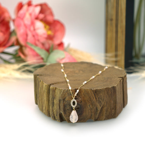 LFN24 : Handcrafted Gemstone Necklace with 18K Gold Plating