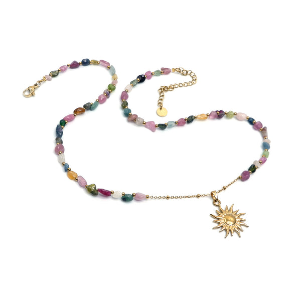 LFN26a : Handcrafted Gemstone Necklace with 18K Gold Plating