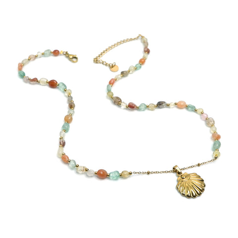 LFN26 : Handcrafted Gemstone Necklace with 18K Gold Plating