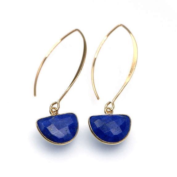 PMHE16-DB :    Cobalt stone semi circle earrings