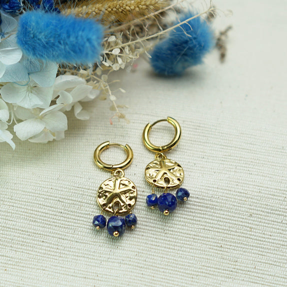 MHE17 : Handcrafted Gemstone Earrings in 18K Gold Plated Stainless Steel