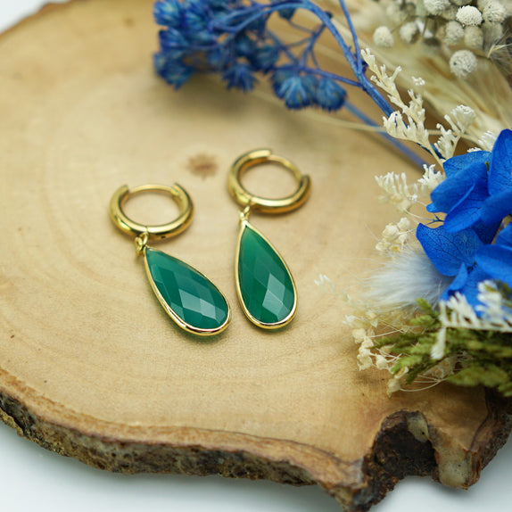 MHE19 : Handcrafted Gemstone Earrings in 18K Gold Plated Stainless Steel
