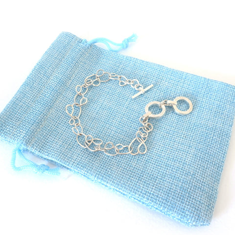 NSB02-S : Pure Silver Heart Bracelet