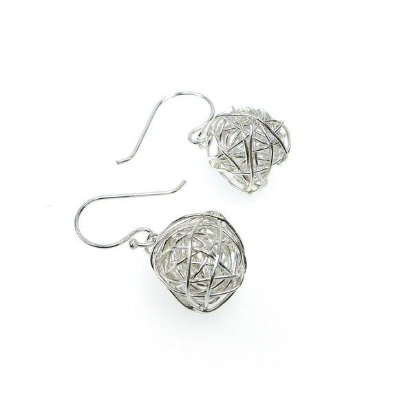 ICE02 : "Life is Like a Wire Ball" - Pure Silver Earrings