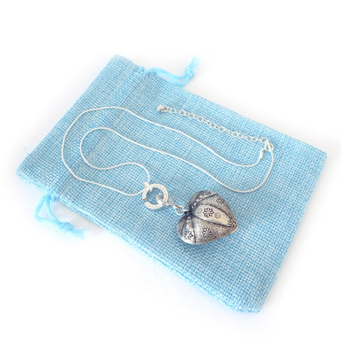 NSP19 : Pure Silver Heart Pendant with C-Hook
