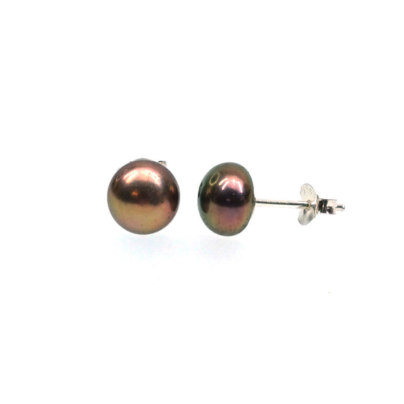 PICE12-PG :  Peacock purple FWP SP brass stud earrings