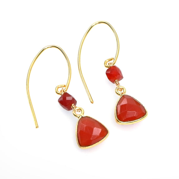 PLFE11-OR :   Carnelian double drop earrings