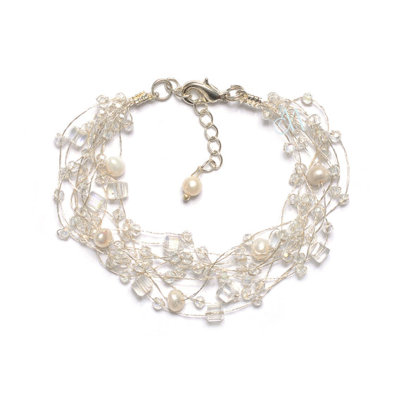 SK05-WH : Dyed Fresh Water Pearls on Multi Strand Silk (MTO)