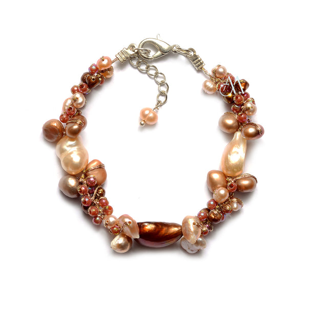 SK09-PG : Glass Beads & Dyed Fresh Water Pearls on Silk Threads (MTO)