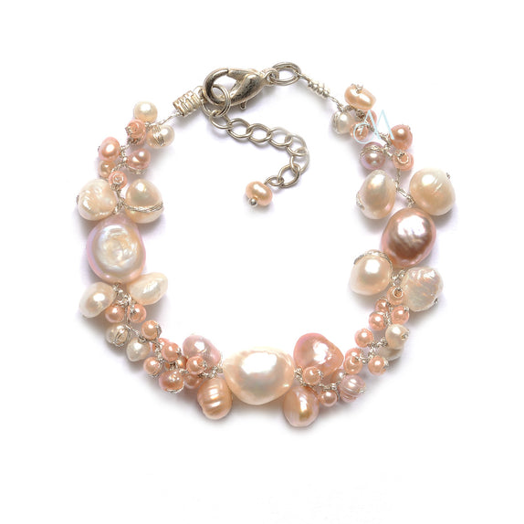 SK09-PI : Glass Beads & Dyed Fresh Water Pearls on Silk Threads (MTO)